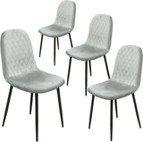 Alivio 4Pc Velvet Dining Chairs Ergonomic Upholstered Seat with Curved Backrest (Grey)
