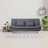 Alivio 3 Seater Sofa Bed with 2 Pillow, Elegant Linen Fabric Recliner Sofa Bed with Steel Legs for Living Room, Guest Room, Office (Grey)