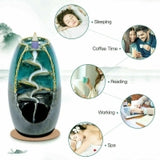 Ceramic Smoke Backflow Waterfall Incense Burner with Free 120 Cones