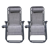 Alivio Set of 2 Zero Gravity Reclining Chair Sun Lounger With Cup Holder (Grey)