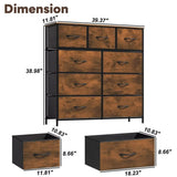 Alivio Steel Frame Freestanding Chest of Drawers Storage Cabinet 9 Drawers for Bedroom Living Room - Brown