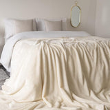 Alivio Large Faux Fur Mink Throw Luxury Super Soft Plain Bed Sofa Settee Throw Blanket - Cream