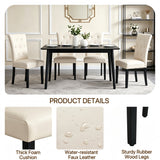 Alivio Set of 2 PU Leather Dining Chairs with Solid Rubberwood Legs, White