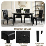 Alivio Set of 2 PU Leather Dining Chairs with Solid Rubberwood Legs, Black