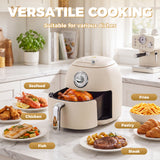 Alivio Cream Manual Air Fryer, 80–200°C Temperature Settings, 30-Minute Timer for Everyday Cooking