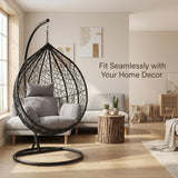 Alivio Rattan Big Basket Hanging Egg Chair with Cushions (Grey)