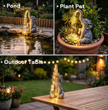 Alivio Solar Elephant Garden Statue with LED Lights, Outdoor Patio Yard Lawn & Porch Ornament Decor (Grey)