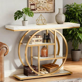 Alivio Rustic 4-Tier Console Table with Metal Frame & MDF Top (White)
