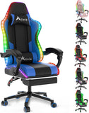 Alivio Wireless App Control LED Gaming Chair with Massage Lumbar Cushion & Footrest (Blue)