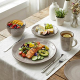 Alivio 16-Piece Porcelain Dinner Set, Lead-Free Blue Glaze Dinnerware Set for 4, Microwave & Dishwasher Safe Plates, Bowls & Mugs (Chocolate)