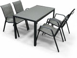 Alivio Outdoor Patio Dining Table Set with 4 Chairs Modern Metal Garden Furniture
