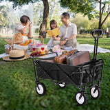 Alivio Heavy Duty Foldable Garden Trolley Cart - Large Outdoor Wagon Cart with 70kg Capacity, Collapsible Utility Trolley for Beach, Camping & Shopping (Black)