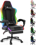 Alivio Wireless App Control LED Gaming Chair with Massage Lumbar Cushion & Footrest (Black)
