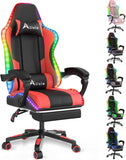 Alivio Wireless App Control LED Gaming Chair with Massage Lumbar Cushion & Footrest (Red)