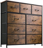 Alivio Steel Frame Freestanding Chest of Drawers Storage Cabinet 9 Drawers for Bedroom Living Room - Brown