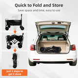 Alivio Heavy Duty Folding Wagon Cart - Large Collapsible Outdoor Utility Trolley with Adjustable Handle for Beach, Camping, Garden & Shopping