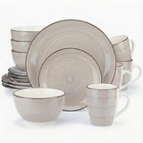 Alivio 16-Piece Porcelain Dinner Set, Lead-Free Blue Glaze Dinnerware Set for 4, Microwave & Dishwasher Safe Plates, Bowls & Mugs (Chocolate)