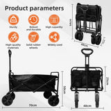 Alivio Heavy Duty Folding Wagon Cart - Large Collapsible Outdoor Utility Trolley with Adjustable Handle for Beach, Camping, Garden & Shopping