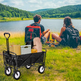 Alivio Heavy Duty Foldable Garden Trolley Cart - Large Outdoor Wagon Cart with 70kg Capacity, Collapsible Utility Trolley for Beach, Camping & Shopping (Black)