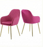 Alivio Velvet Accent Arm Chairs with Metal Legs (Pack of 2,Pink)