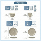 Alivio 16-Piece Porcelain Dinner Set, Lead-Free Blue Glaze Dinnerware Set for 4, Microwave & Dishwasher Safe Plates, Bowls & Mugs (Chocolate)
