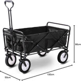 Alivio Heavy Duty Foldable Garden Trolley Cart - Large Outdoor Wagon Cart with 70kg Capacity, Collapsible Utility Trolley for Beach, Camping & Shopping (Black)