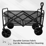Alivio Heavy Duty Folding Wagon Cart - Large Collapsible Outdoor Utility Trolley with Adjustable Handle for Beach, Camping, Garden & Shopping