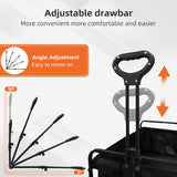 Alivio Heavy Duty Folding Wagon Cart - Large Collapsible Outdoor Utility Trolley with Adjustable Handle for Beach, Camping, Garden & Shopping