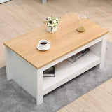 Alivio 2 Tier Rectangular Coffee Table with Oak Finish and Bottom Storage
