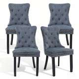 Alivio 4-Piece Set Luxury Velvet Dining Chairs with Ring Pull (Grey)