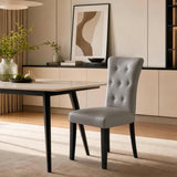 Alivio Set of 2 PU Leather Dining Chairs with Solid Rubberwood Legs, Grey