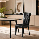 Alivio Set of 2 PU Leather Dining Chairs with Solid Rubberwood Legs, Black