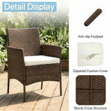 Alivio 3-Piece Outdoor Rattan Wicker Furniture Set with Cushions & Coffee Table (Brown)
