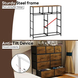 Alivio Steel Frame Freestanding Chest of Drawers Storage Cabinet 9 Drawers for Bedroom Living Room - Brown