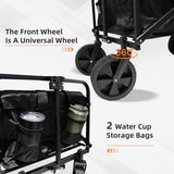 Alivio Heavy Duty Folding Wagon Cart - Large Collapsible Outdoor Utility Trolley with Adjustable Handle for Beach, Camping, Garden & Shopping