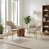 Alivio Velvet Accent Arm Chairs with Metal Legs (Pack of 2,Cream)