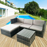 Alivio 3 Seater Rattan Garden Corner Sofa Set with Coffee Table & Anti-UV Cushions  (Grey)