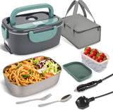 Alivio Electric Lunch Box with 1.5L Stainless Steel & 0.5L Plastic Container, Quick Heating, Leak-Proof (Green)