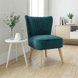 Alivio Velvet Accent Chair for Living Room & Bedroom with Wood Legs (Green)