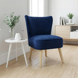 Alivio Velvet Accent Chair for Living Room & Bedroom with Wood Legs (Blue)