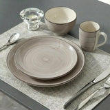 Alivio 16-Piece Porcelain Dinner Set, Lead-Free Blue Glaze Dinnerware Set for 4, Microwave & Dishwasher Safe Plates, Bowls & Mugs (Chocolate)