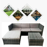 Alivio 3 Seater Rattan Garden Corner Sofa Set with Coffee Table & Anti-UV Cushions  (Grey)