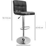 2x 360 Degree Swivel PU Leather Luxury Bar Stools - Grey