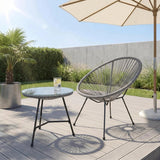 Alivio 2-Seater Acapulco Style Bistro Set with Glass Top Table, Garden Furniture Set (Grey)