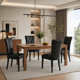 Alivio Set of 2 PU Leather Dining Chairs with Solid Rubberwood Legs, Black