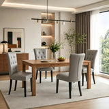 Alivio Set of 2 PU Leather Dining Chairs with Solid Rubberwood Legs, Grey