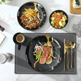 Alivio 16-Piece Premium Porcelain Dinnerware Set, Black & Gold Marble Design, Scratch-Resistant, Luxury Tableware Collection