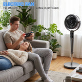 Alivio Silent DC Pedestal Circulator Fan with Remote Control, Adjustable Height, 8 Speeds, 360° Rotation & 12H Timer