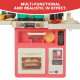 Alivio Kids Kitchen Playset Toys with Sound, Lights, Stove & Sink (Pink)