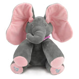 Peek A Boo Singing Elephant Plush Toy, Talking Singing Elephant Plush Huggable Baby Toy (Grey)